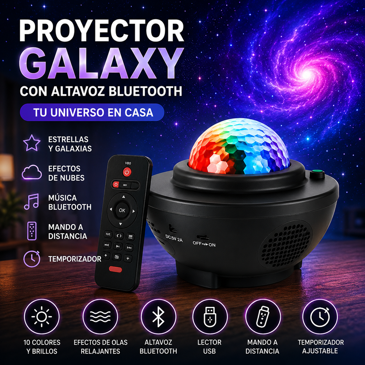 LumenStar™ Proyector Galaxy con Altavoz Bluetooth