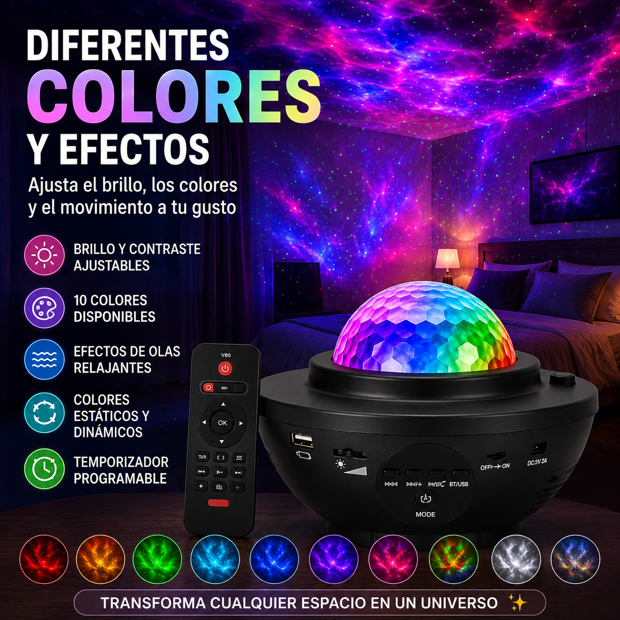 LumenStar™ Proyector Galaxy con Altavoz Bluetooth