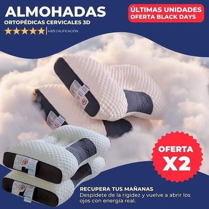 2x1 DELUXE ERGO™ Almohada Ortopédica con Alineación Cervical Perfecta
