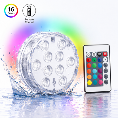 Luces LED Sumergibles Multicolores con Mando – 16 Colores